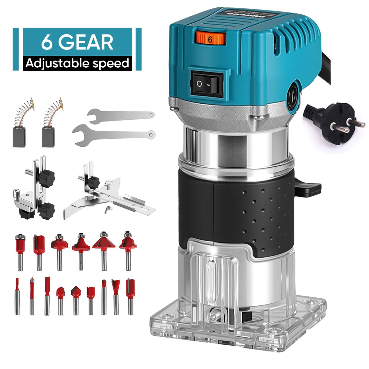 800W 30000RPM Electric Triming Machine 1/4 inch Woodwork Millilling Enching Hand Wood Edge Router Trimmer Home DIY Power oils