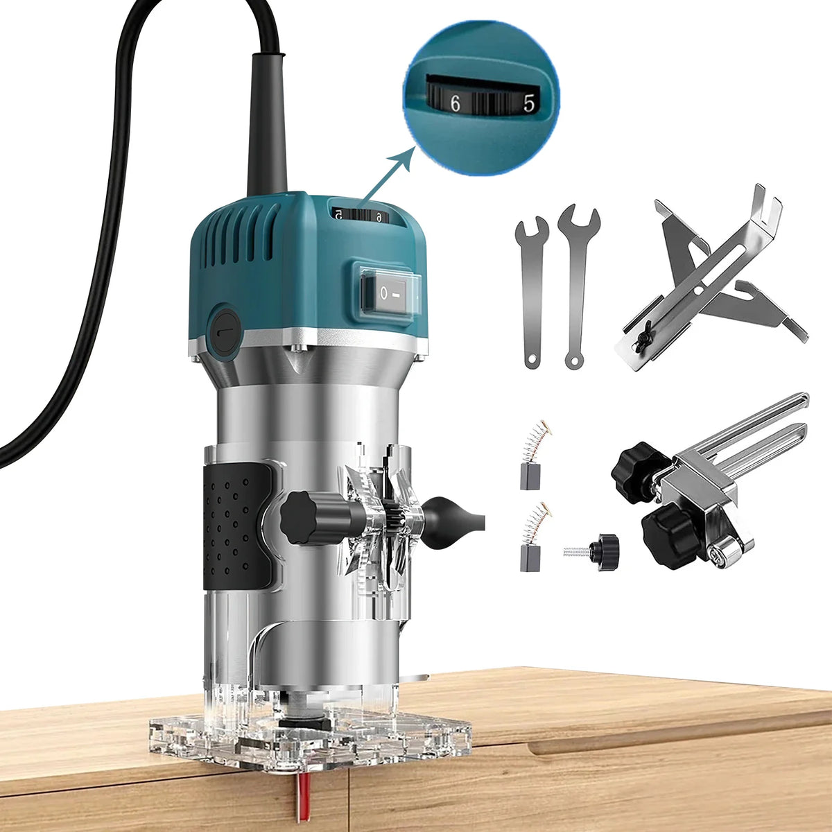 800W 30000RPM Electric Triming Machine 1/4 inch Woodwork Millilling Enching Hand Wood Edge Router Trimmer Home DIY Power oils