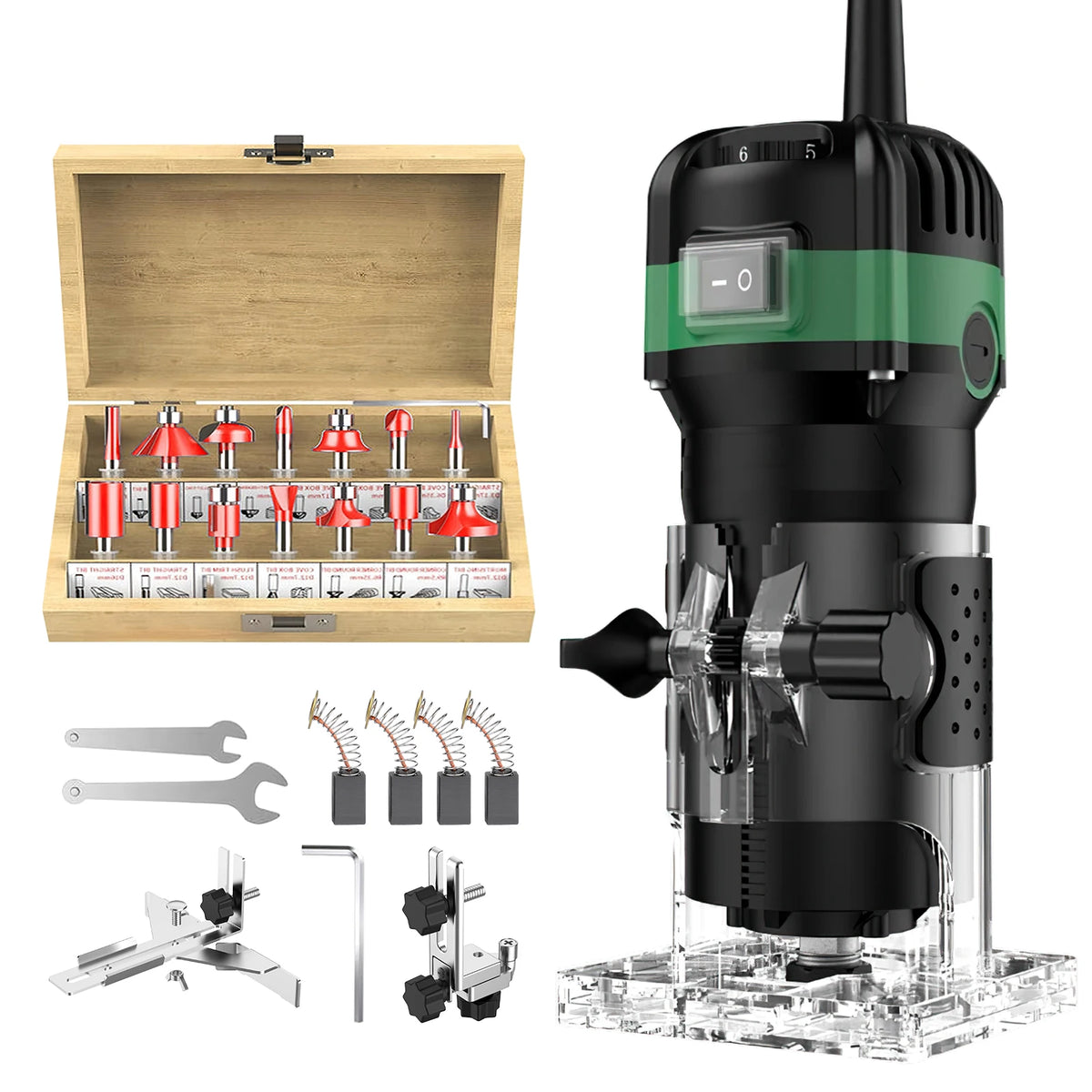 800W 30000RPM Electric Triming Machine 1/4 inch Woodwork Millilling Enching Hand Wood Edge Router Trimmer Home DIY Power oils