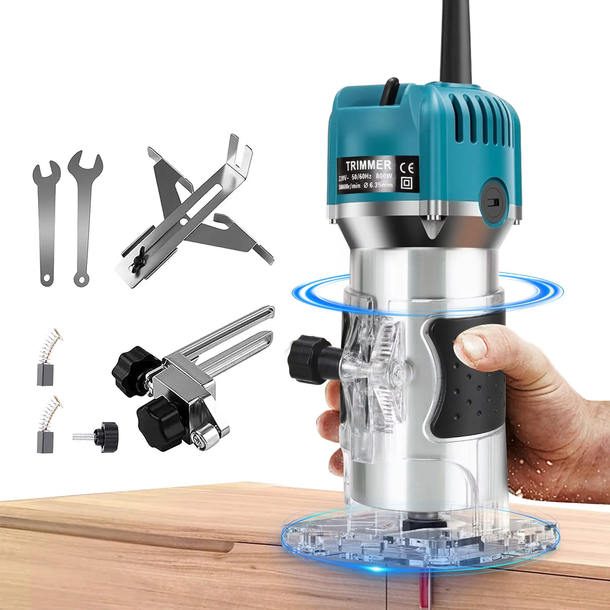 800W 30000RPM Electric Triming Machine 1/4 inch Woodwork Millilling Enching Hand Wood Edge Router Trimmer Home DIY Power oils