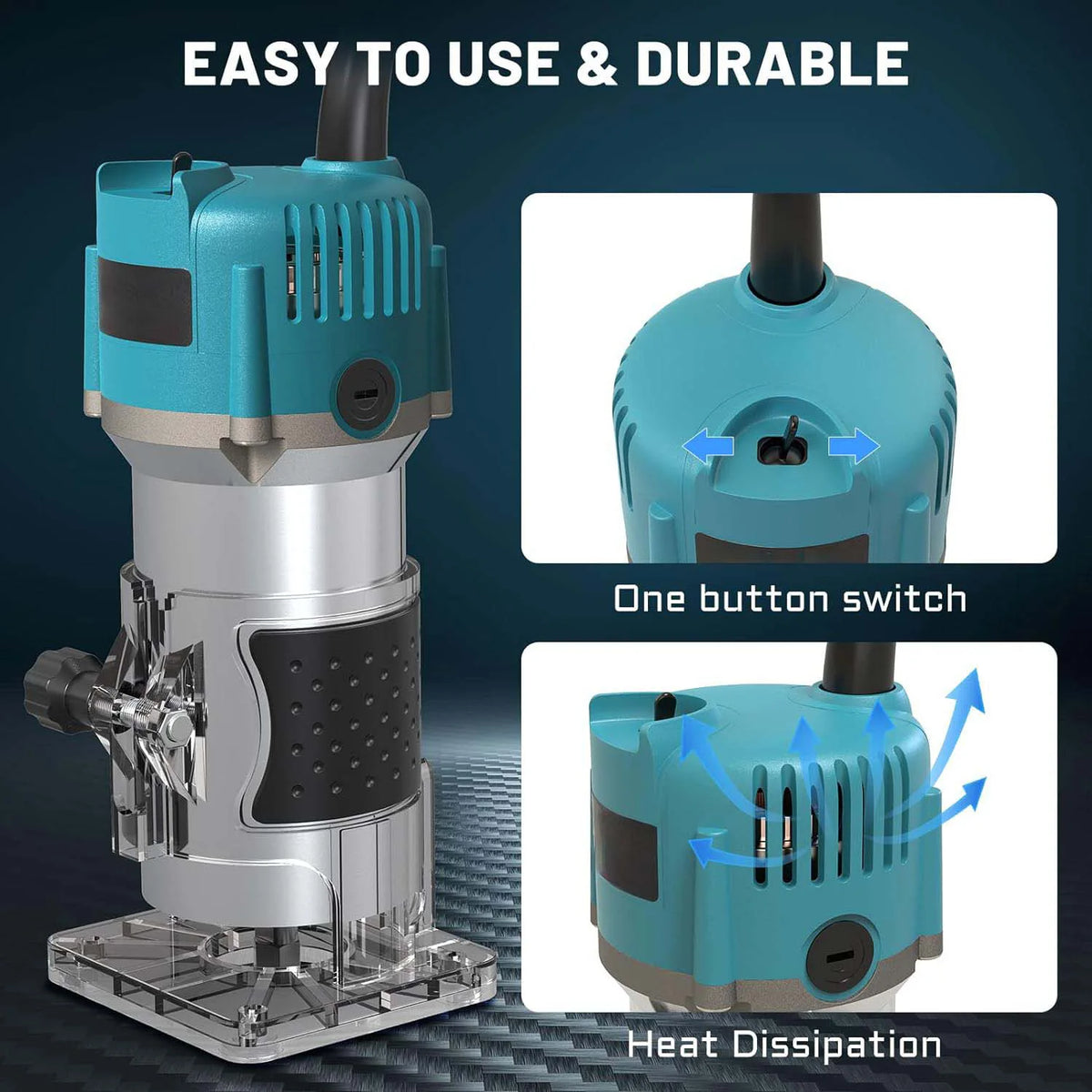 800W 30000RPM Electric Triming Machine 1/4 inch Woodwork Millilling Enching Hand Wood Edge Router Trimmer Home DIY Power oils
